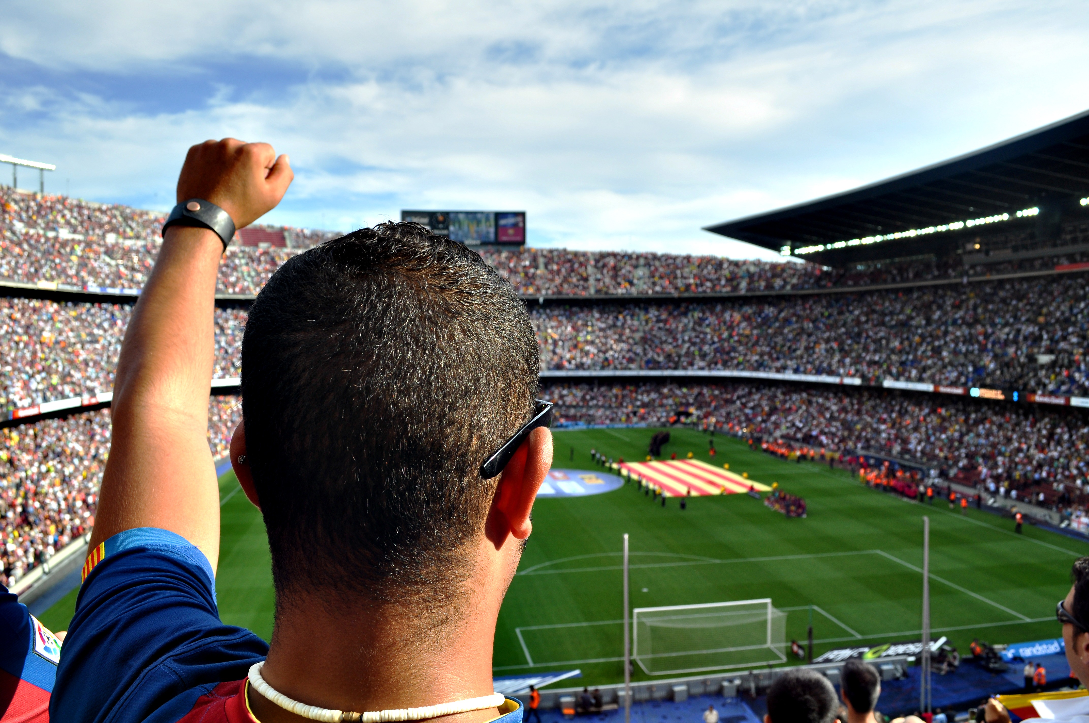 Man at football match