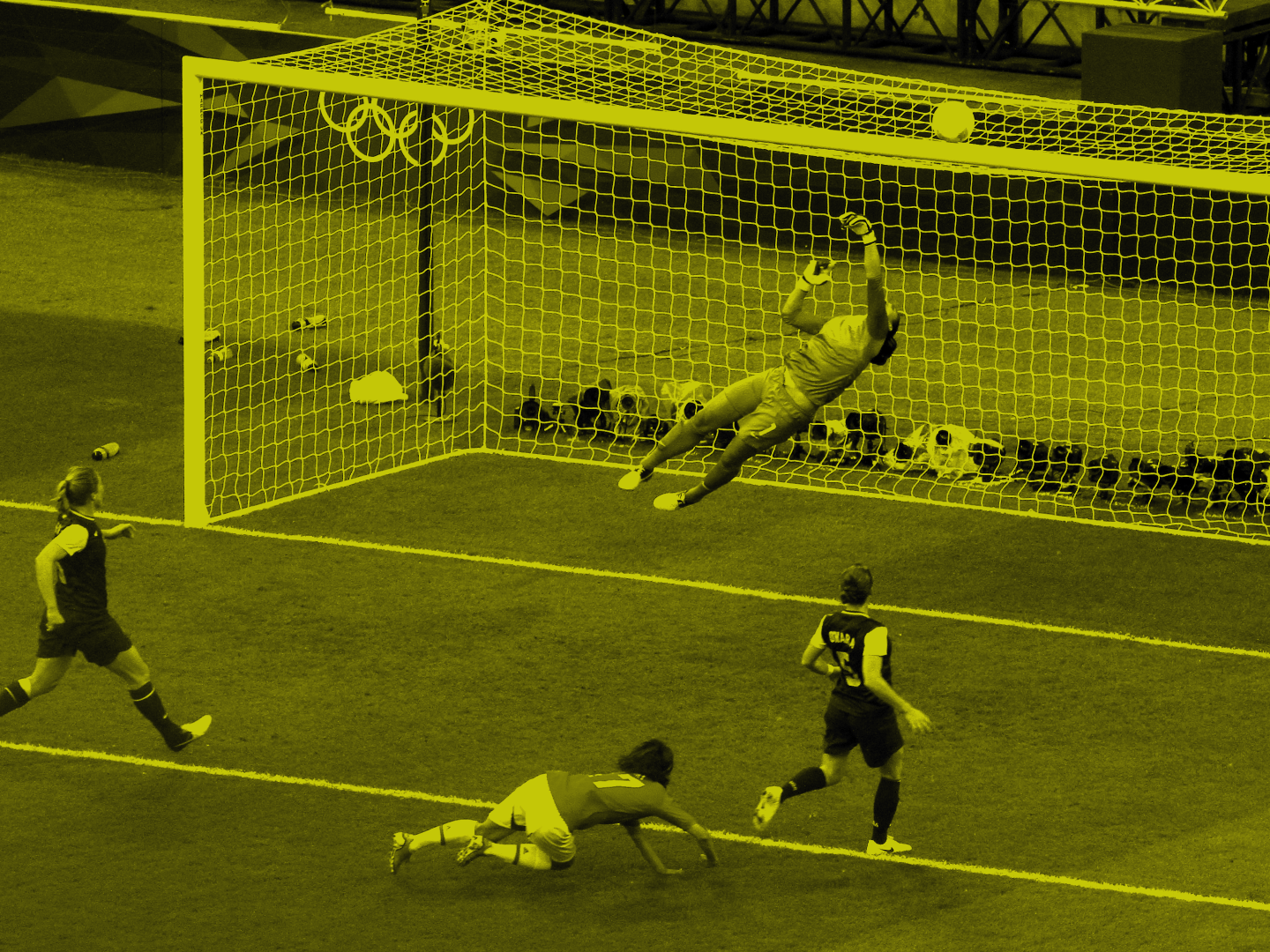 Hope Solo saving a goal