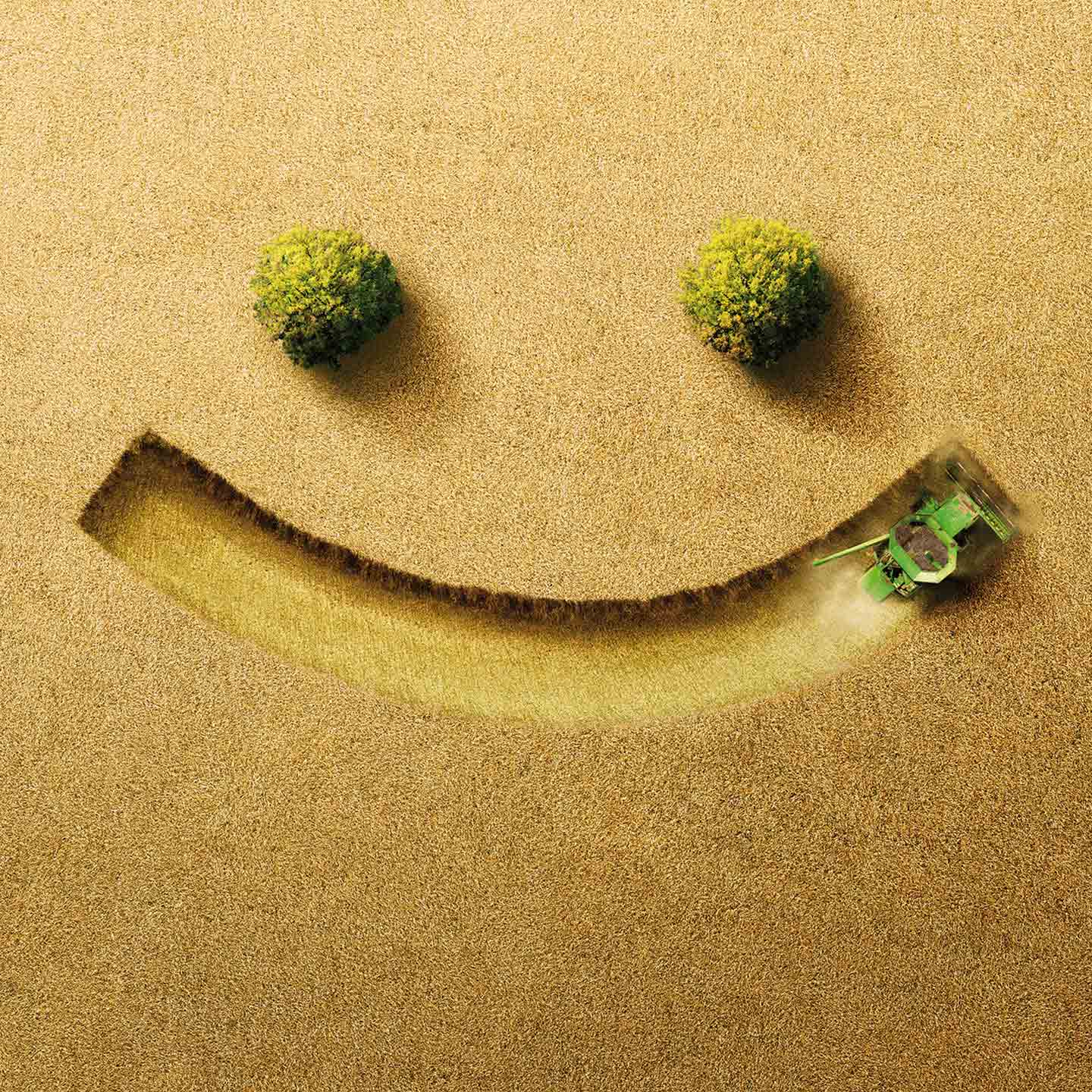 Bayer smiley face in a field made by a farmer Hero